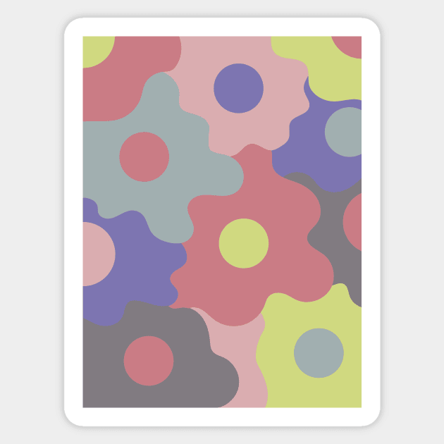 Retro Groovy Egg Flowers - Soft Summer Seasonal Color Palette Sticker by aaalou